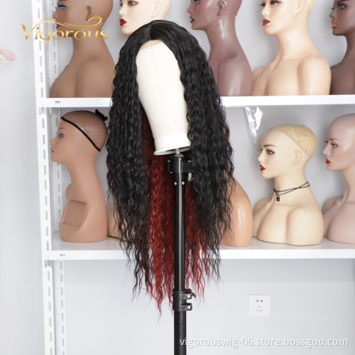 Highlight Long Kinky Curly Manufacturers High Temperature Long Lace Frontal Wigs Synthetic Hair Black Women